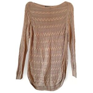 Lauren Ralph‎ Lauren Women’s Size L Boatneck Cable-Knit Sweater Gold